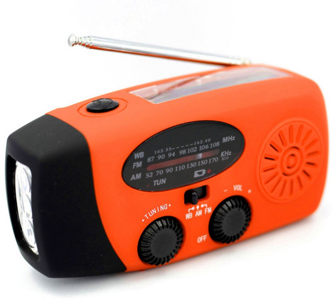 2000mAh 비상 핸드 크랭크 라디오 보조 배터리 충전기 LED 손전등 및 태양열 충전식 캠핑용, 4.OrangeMC071, 주황색