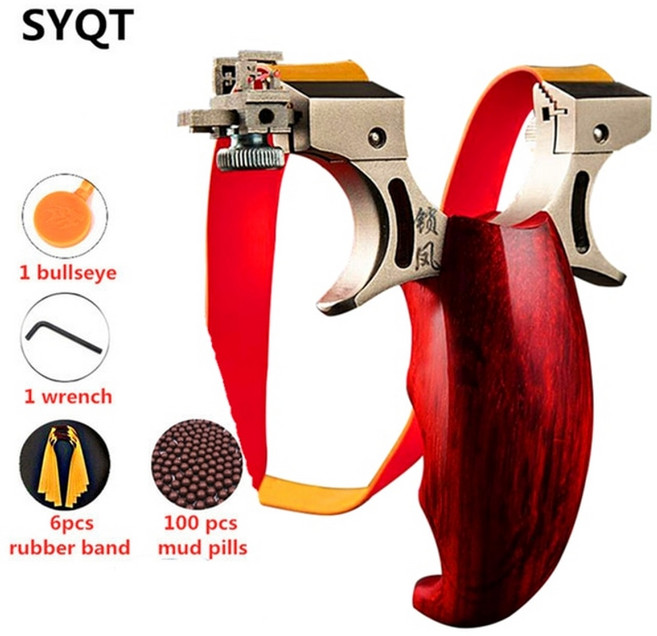 새로운 투석기 야외 사냥 전원 새총 티타늄 시력 평면 고무 밴드 새총 나무 손잡이 스테인레스 스틸, 협력사, C, 1개