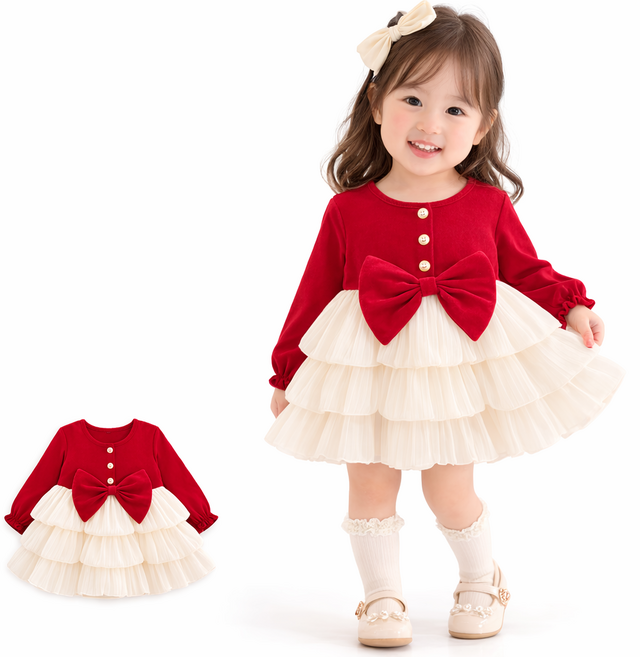 여아 빅리본 캉캉 프릴 원피스