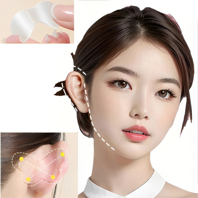 웨젼 누운귀 테이프 엘프귀 스티커 나비형 1세트, 60개, 투명