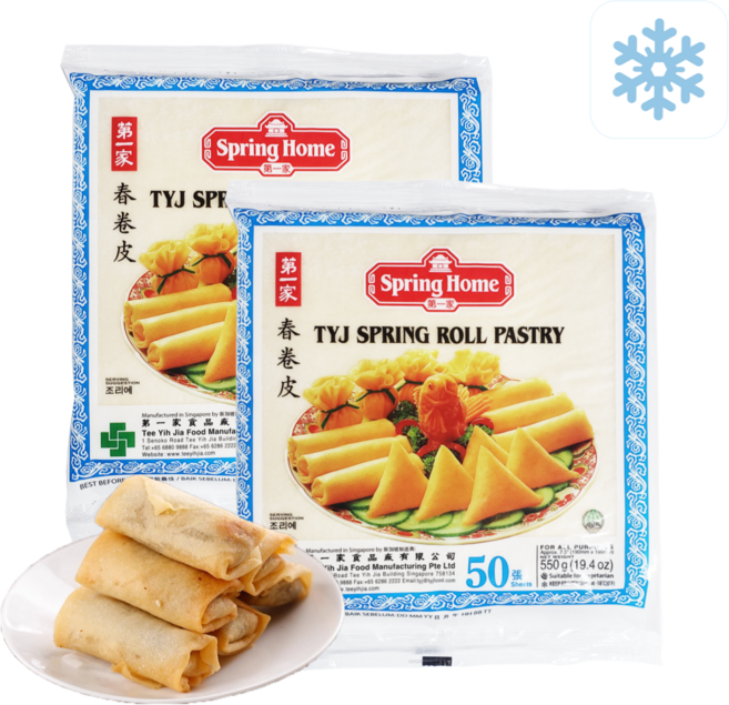 왕부정 중국식품 제일가 춘권피 싱가폴산 7.5인치 냉동 스프링 롤, 550g, 2개