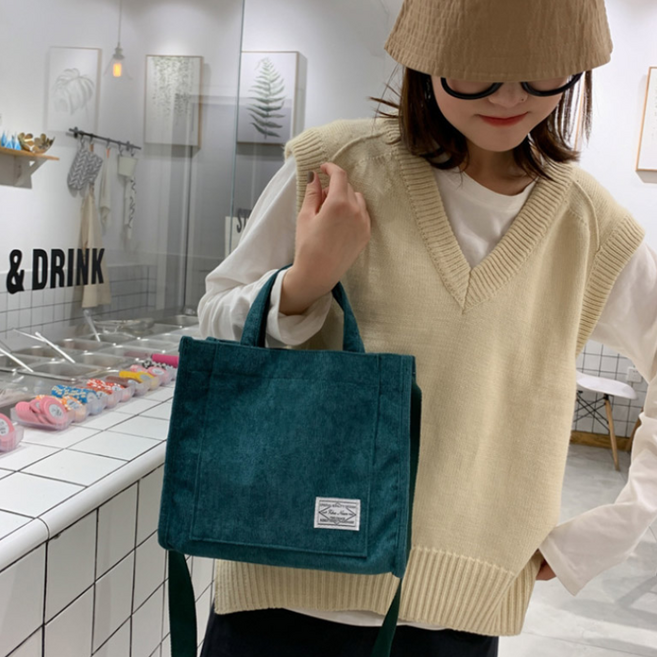 여성 데일리 사각 골덴 미니 크로스백