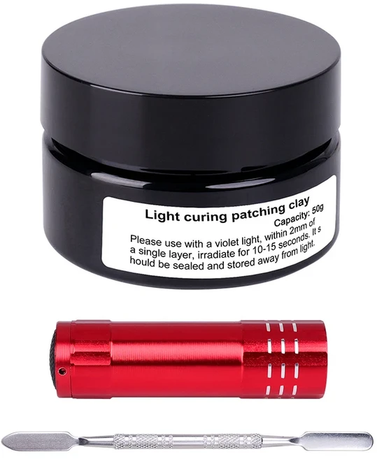 3D 프린터 UV 경화 토양 충전 골절 광 치료 퍼티 인쇄 모델 수리, 02 with kit