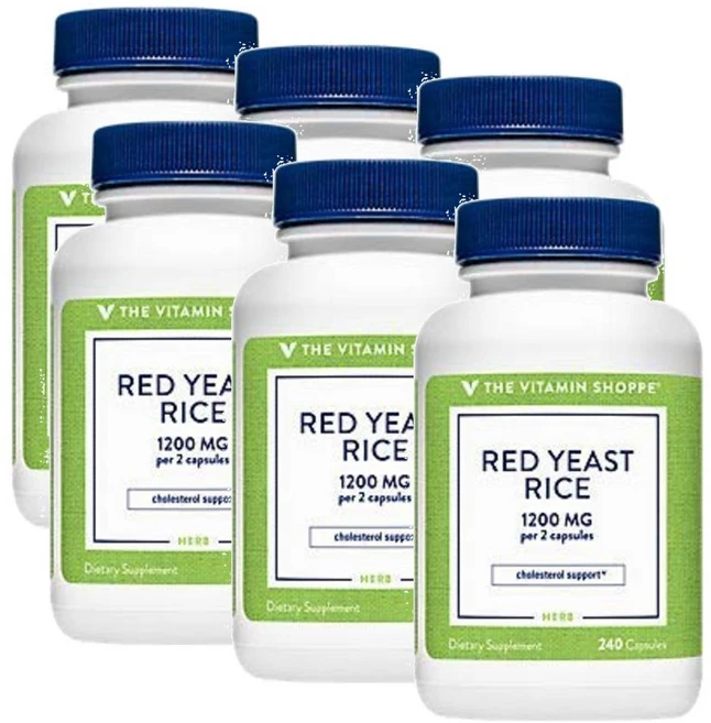 더비타민샵 레드 이스트 라이스 홍국 1200mg 캡슐 The Vitamin Shoppe Red Yeast Rice, 6개, 240정 - 쿠팡