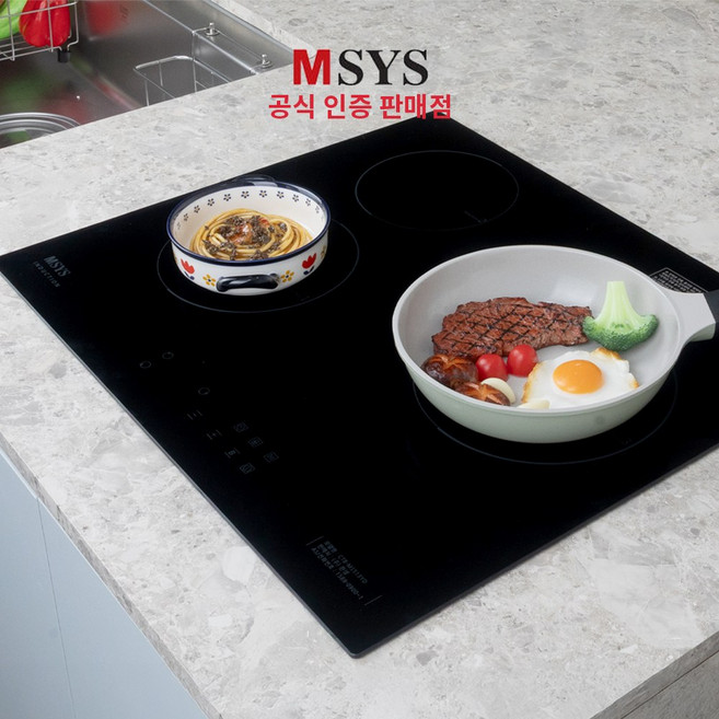 [전국설치] 한샘 MSYS 인덕션 3구 블랙(타공 560x480), 빌트인, 블랙