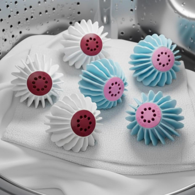 해즈잇 엉킴방지 이염방지 실리콘 통돌이 세탁볼 빨래볼, 6개, 블루+아이보리