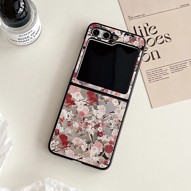 얌코 갤럭시 z플립3 z플립4 z플립5 z플립6 z플립7 휴대폰 케이스 미러 플라워