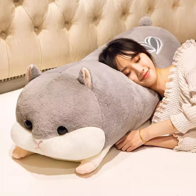 인형 사계절 베개 롱쿠션 바디필로우 찹쌀떡 햄스터, 1개, B. 회색 햄스터긴 베개