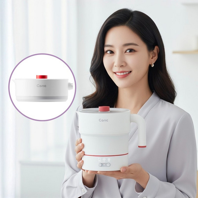 코릭 접이식 멀티쿠커 전기 포트 여행용 휴대용 접이식 티 분유 주전자 커피 미니 차박