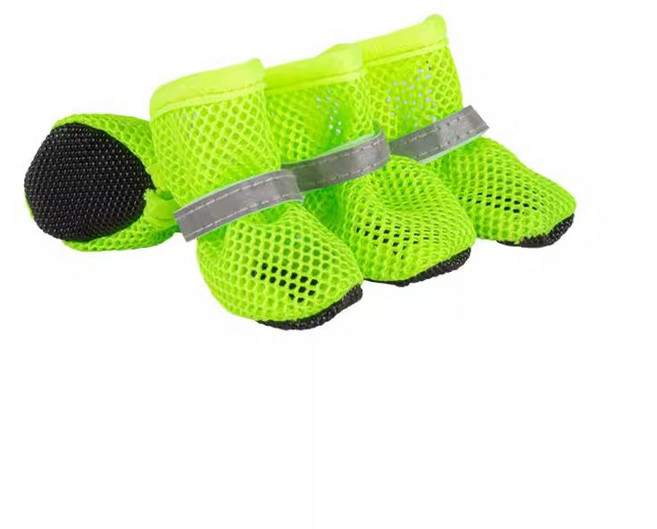 여름용 강아지 메쉬 통풍 신발, 4개, 초록색