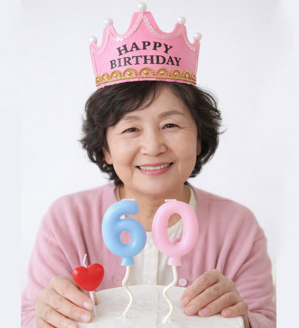 파티굿즈 환갑 칠순 팔순 숫자초 + 왕관세트, 1개, 파스텔60초세트