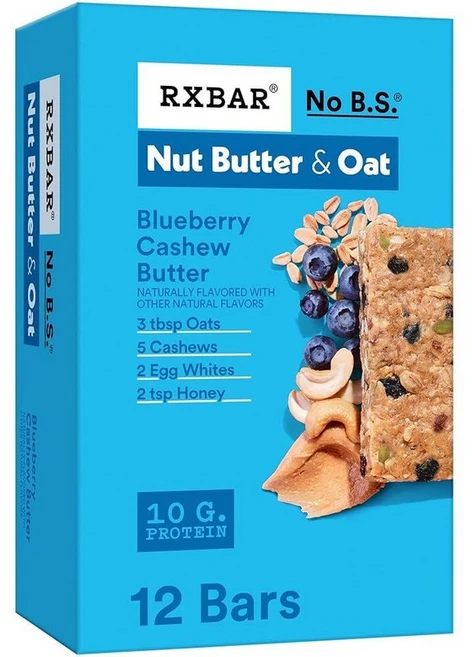 RXBAR A.M. 단백질 바 글루텐 프리 스낵 아침 간식 블루베리 657.7g(23.5온스) 박스 (바 12개), RXBAR A.M. 단백질 바, 글루텐 프리 스낵, 아 - 쿠팡