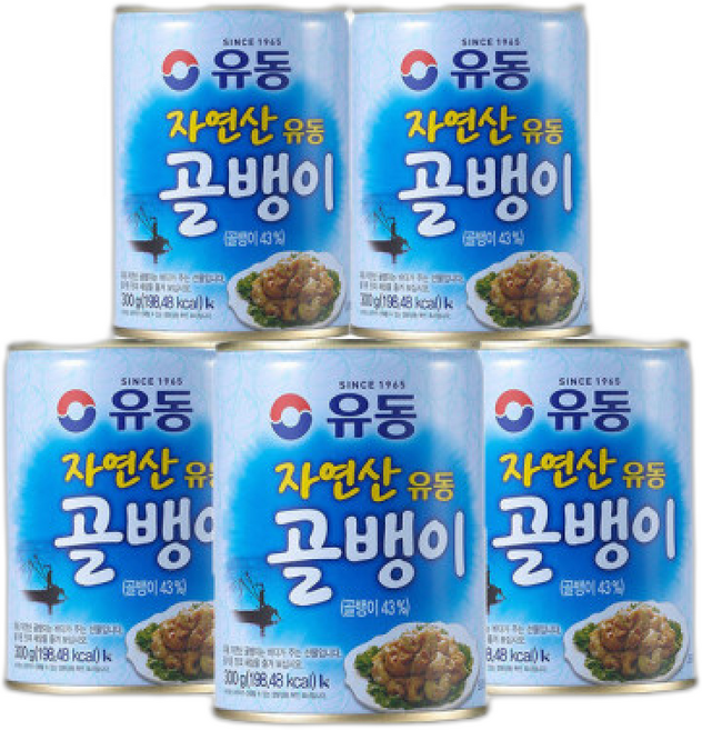 유동 자연산 골뱅이 캔 통조림, 300g, 5개
