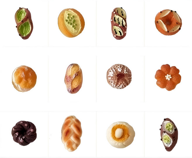 피앤도제 푸드 미니어처 냉장고 자석 12종 세트, 빵