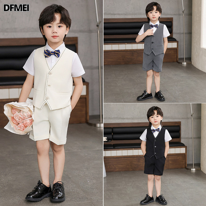 DFMEI 兒童西裝套裝風花童主持週歲禮服男童演講鋼琴帥氣走秀演出服
