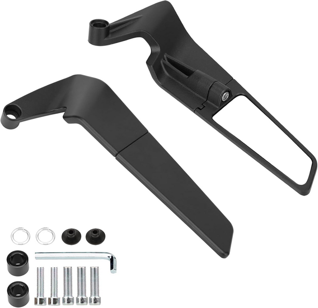 오토바이 사이드 미러 좌우 세트 10*4CM 미러 사이드 미러 교체 부품 23*8.5CM 1세트 블랙, 1개, 검정색