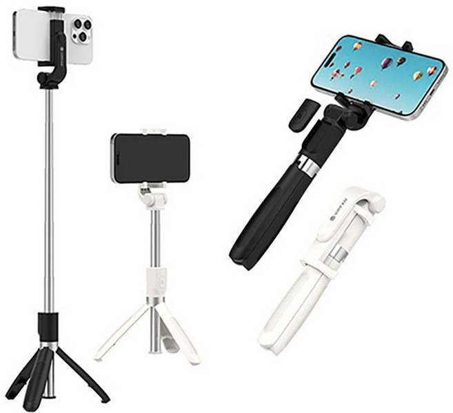블루투스 2in1 가벼운 미니 VIPFAN 트래블 삼각대 셀카봉 VM-RMTC-B03, 화이트, 1개