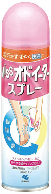 日本小林製藥MISS鞋襪用足部舒爽瞬間除臭噴霧150ml-清新皂香, 1個