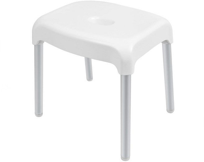 알루미늄 합금 다리가 있는 다기능 욕실 스툴, 하얀색