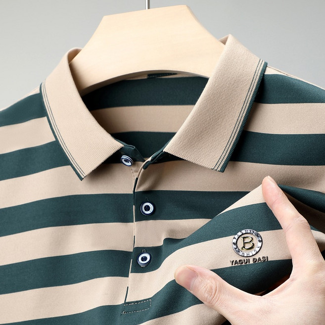 NEW 남자 골프반팔티 폴로 스트라이프티셔츠 캐주얼 카라 반티 여름 남성 줄무늬 골프 상의