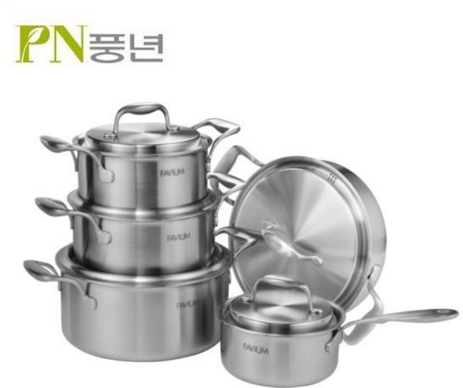 풍년 PN풍년 파비움 통5중 5종 냄비세트 10PS, 5종10PS, 회색