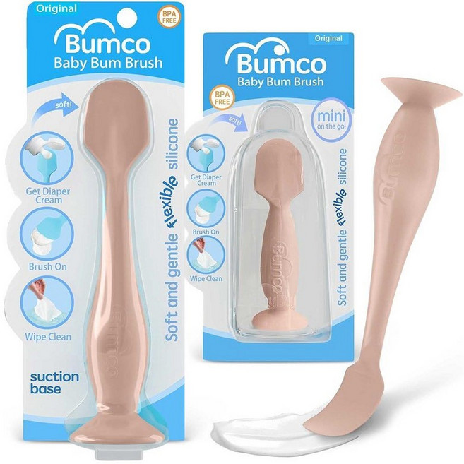 Bumco 기저귀 크림 주걱 - BPA 프리 가방 필수품 부드러운 엉덩이 아기 엄마가 발명한 페이스트 주걱 유연한 어플리케이터 베이비 범 브러시, Full & Mini
