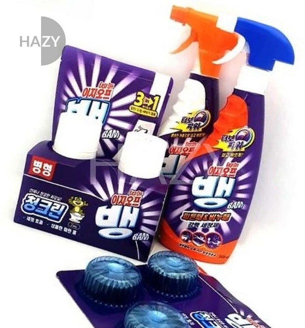 헤이지 이지오프 뱅 곰팡이 찌든때 세탁조크리너 청크린 변기파란색, 이지오프뱅 청크린 드롭3개