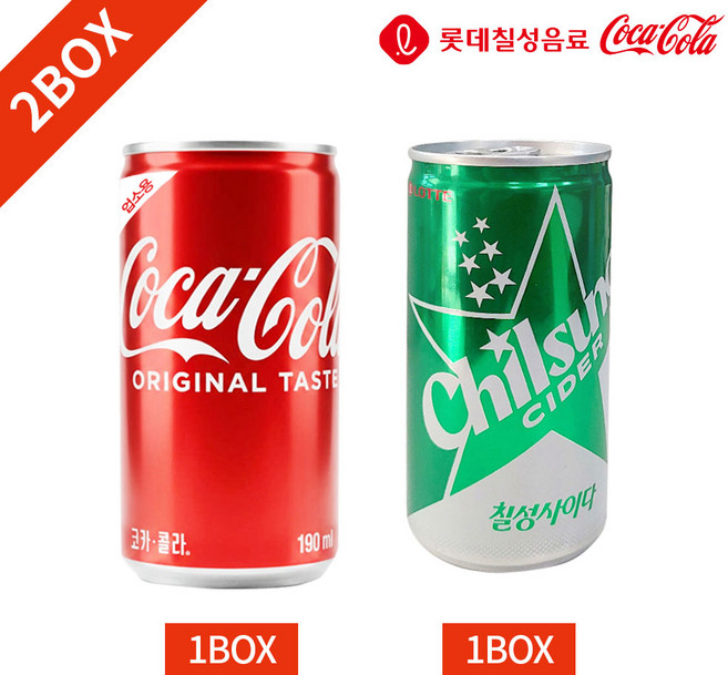 CL 코카콜라 칠성사이다 190ml x 30캔 세트 2박스 묶음 사이다제로/청량음료/콜, 60개