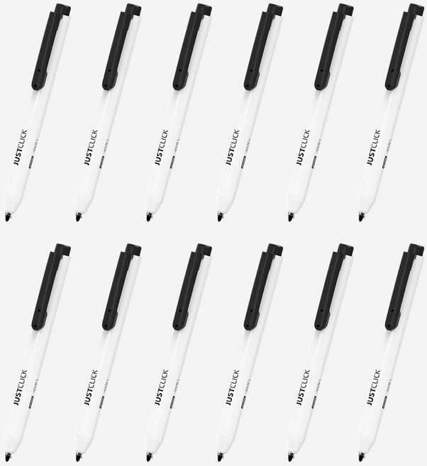 모리스 저스트클릭 노크식 네임펜 S, 12개, 흑색