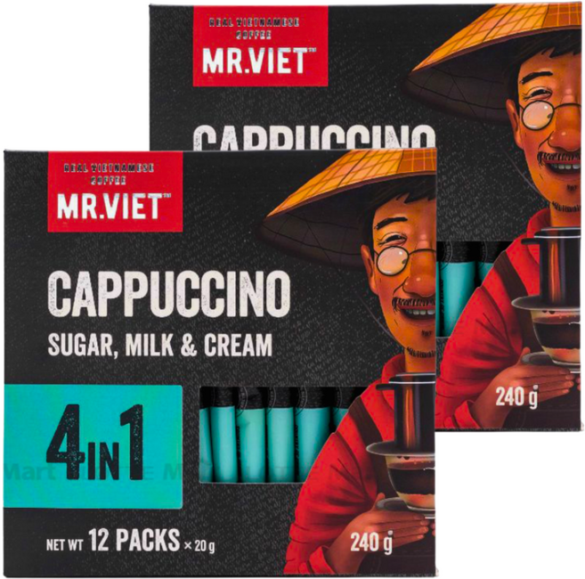 베트남 4in1 카푸치노 인스턴트 커피 Mr. Viet, 2개, 12개입, 19g