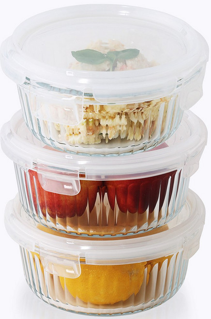 네오플램 스탠다드 내열유리 반찬통 밀폐용기 3p세트 950ml, 3개, 웨이브락 원형950ml