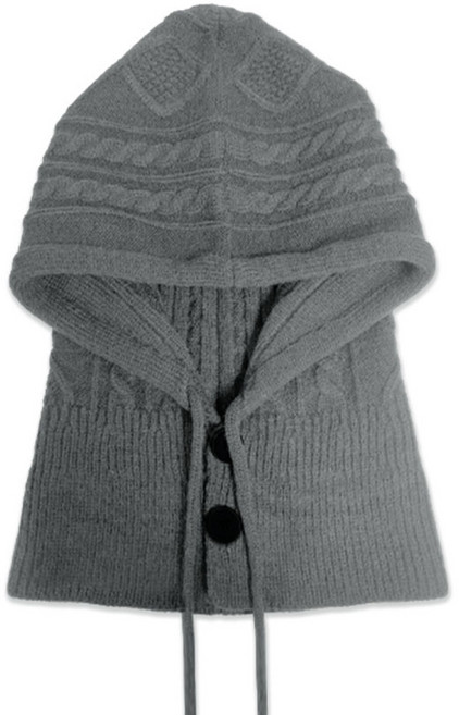 [지캄] 꽈배기 후드 니트 바라클라바 겨울 여성 방한 넥워머