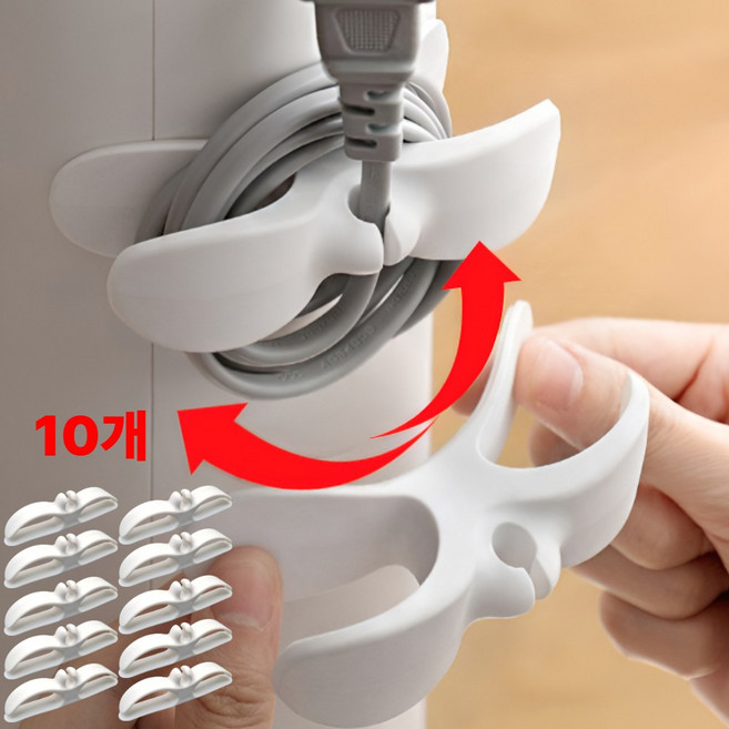투드래곤 일자형 다용도 접착식 케이블 정리 홀더 10P, 10개