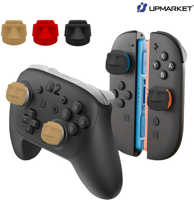 닌텐도 스위치2 조이콘 스틱커버 모아이 스틱 캡 1개단품 프로콘2 호환, 업마켓 스위치2 모아이 스틱커버, 블랙 1개입