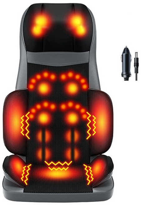 聚家 按摩椅墊 車家兩用 全身按摩 氣囊熱敷振動揉捏 舒適泰式開背, 黑, S11