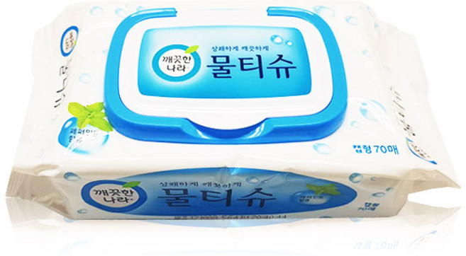 깨끗한나라 페퍼민트 물티슈 캡형, 225g, 70매, 3개