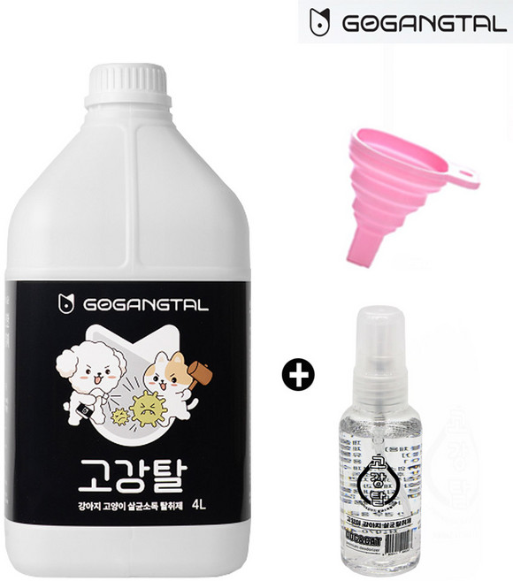 고강탈 4L+100ml정품+깔대기 강아지탈취제 반려동물 냄새 제거 고양이 애완동물 배변 냄새 살균 소독 애견탈취제