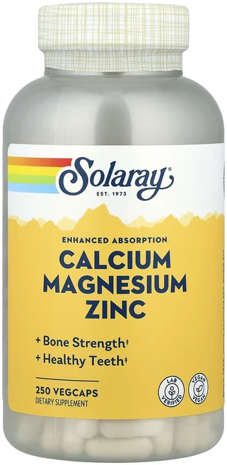 행복하고 건강하게 Solaray 칼슘 마그네슘 아연 베지 캡슐 250정 백년회로하세요, 1개 - 쿠팡