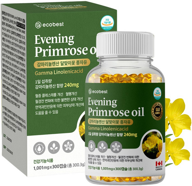 감마리놀렌산 달맞이꽃 종자유 오일 Evening Primrose Oil, 1개, 300정