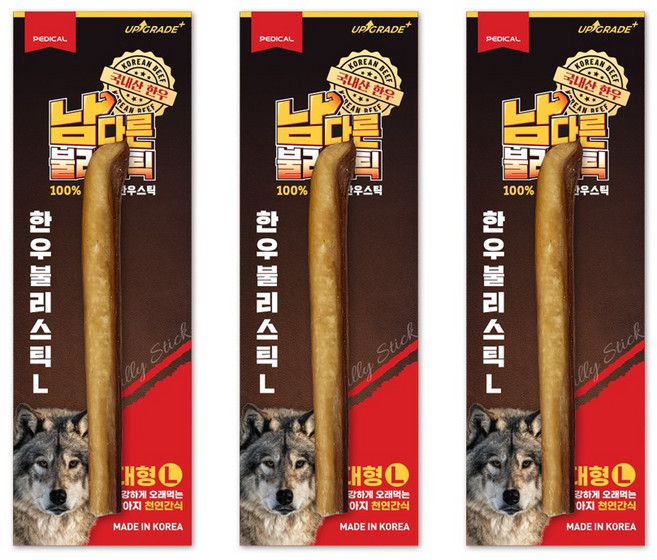 남다른 한우불리스틱 묶음할인 국내산 원육 강아지껌 오래먹는간식 분리불안완화, 15g, 3개, 한우 소스틱