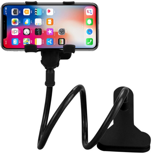 태블릿 책상 (스마트폰 집게 거치대 A타입) 자바라 거치대 홀더 브라켓, 1개, 블랙