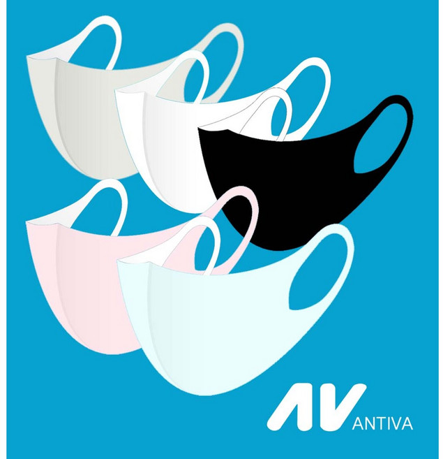 안티바 쿨 매쉬 솔리드 블랙/화이트/라이트 그레이/라이트 핑크/라이트 스카이블루 귀 안 아픈 빨아쓰는 자외선차단 입체 운동용 국내생산 연예인 패션 마스크 S/M/L/XL