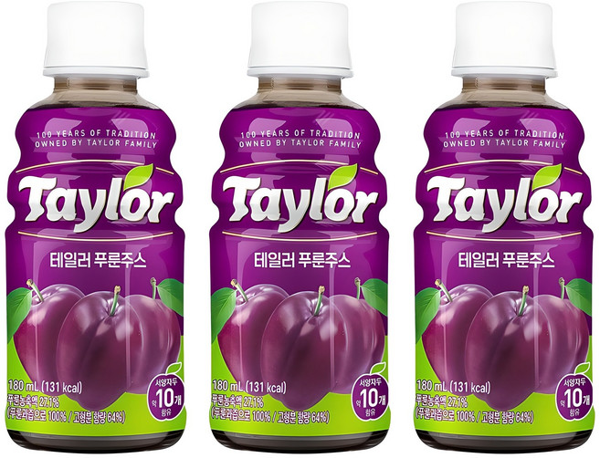 테일러 푸룬주스, 180ml, 3개