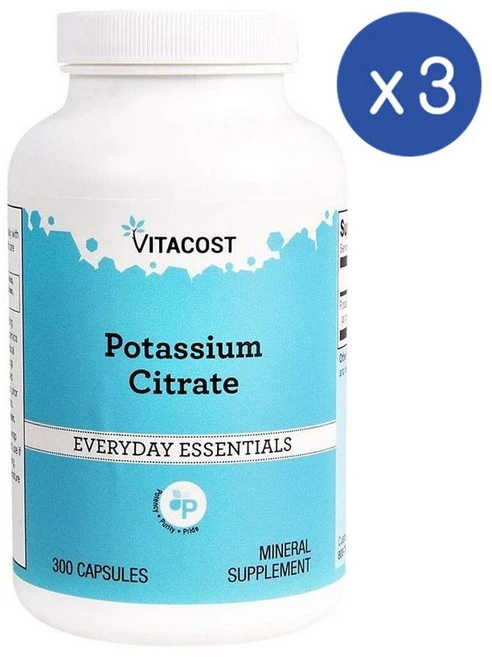 비타코스트 칼륨 포타슘 시트레이트 99mg 캡슐 Vitacost Potassium Citrate, 300정, 3개 - 쿠팡