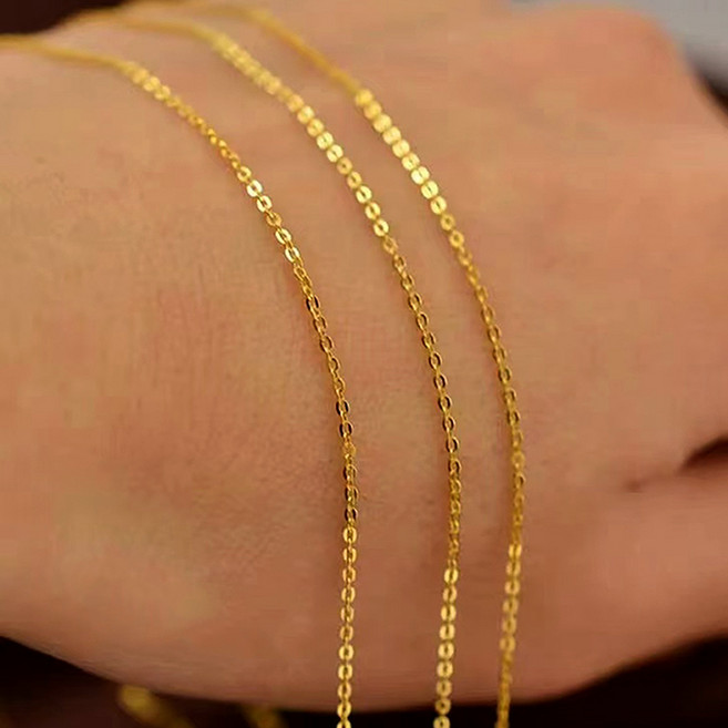 FANSYLI 18k목걸이 레이어드 기본 14k 도금 플래팅 모줄 체인 금목걸이줄 14k목걸이 재물운 행운 금전운 금목걸이 0518JLL081