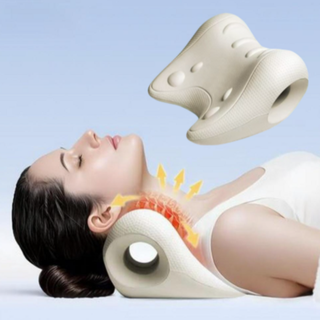 거북목 탈출 C-커브 목베개, white, 1개