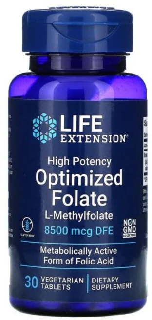 라이프익스텐션 하이 포텐시 옵티마이즈드 폴레이트 8500mcg 베지테리안 타블렛, 1개, 30정 - 쿠팡