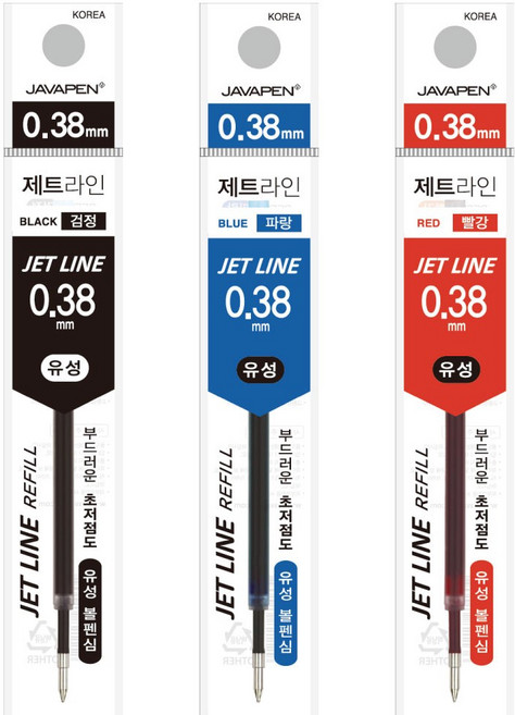펜코리아(디오피스) 자바펜 제트라인 0.38 흑청적 & 리필심 (제트스트림 대체품), 1개, 리필(적)