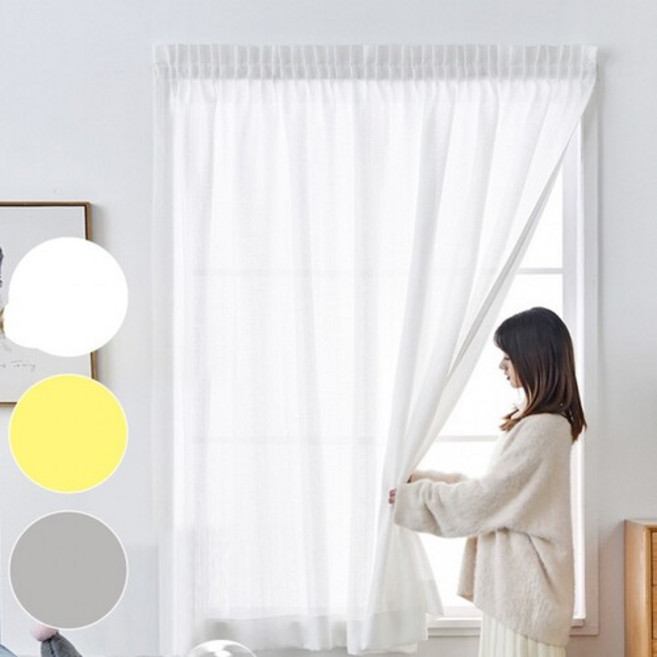 간편설치 찍찍이 주름 커튼 가리개커튼 창문가리개