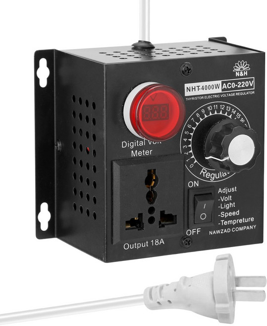 전압 조정기 속도 온도 조명 전압 가변 조광기 컴팩트 가변 전압 컨트롤러 AC 220V 4000W, CHINA_US, 1개